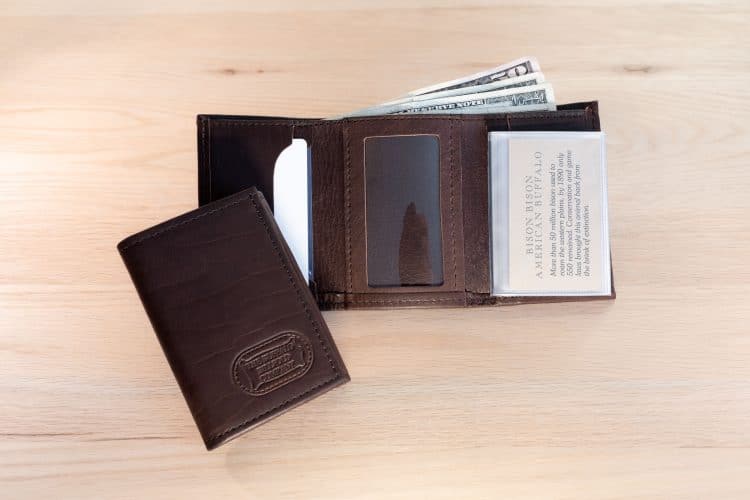 Mens Brown Leather Trifold Wallet - Made in USA