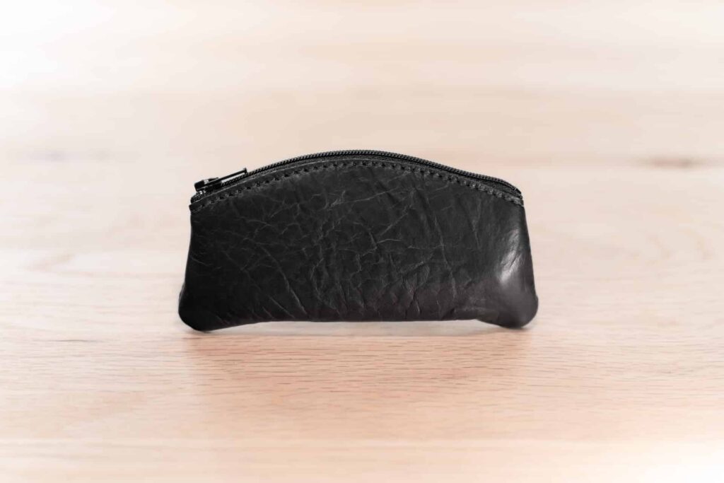 Back of the Black Leather Coin Purse.