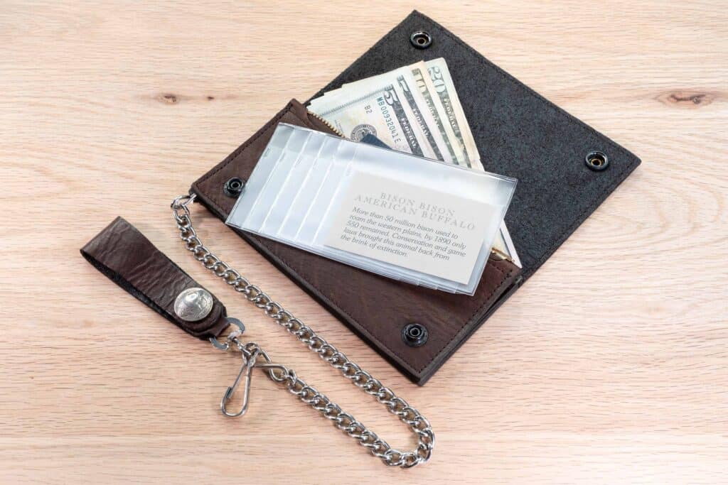 Inside of the Brown Leather Chain Wallet