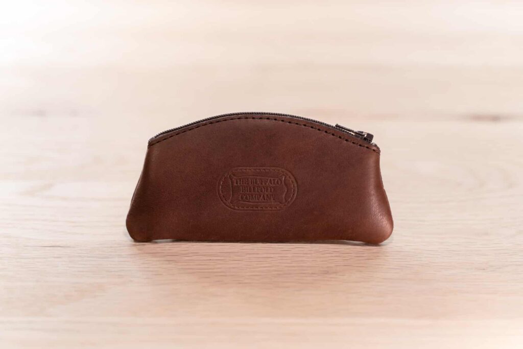 Brown Leather Coin Purse with Zipper - Made in USA