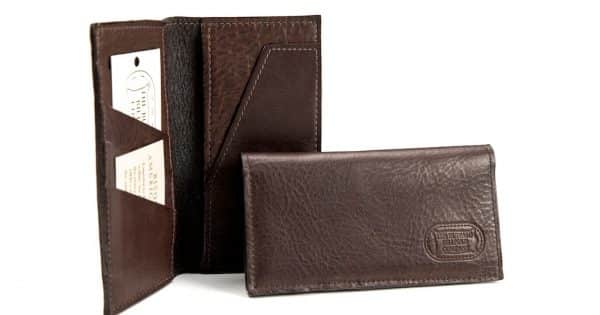 Proudly MADE IN THE USA Custom Large Texas Mason American Buffalo Hide Long Chocolate Brown Checkbook Wallet