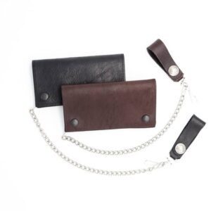 Leather Chain Wallet - Black and Brown