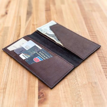 Leather Checkbook Wallet - Made In Usa