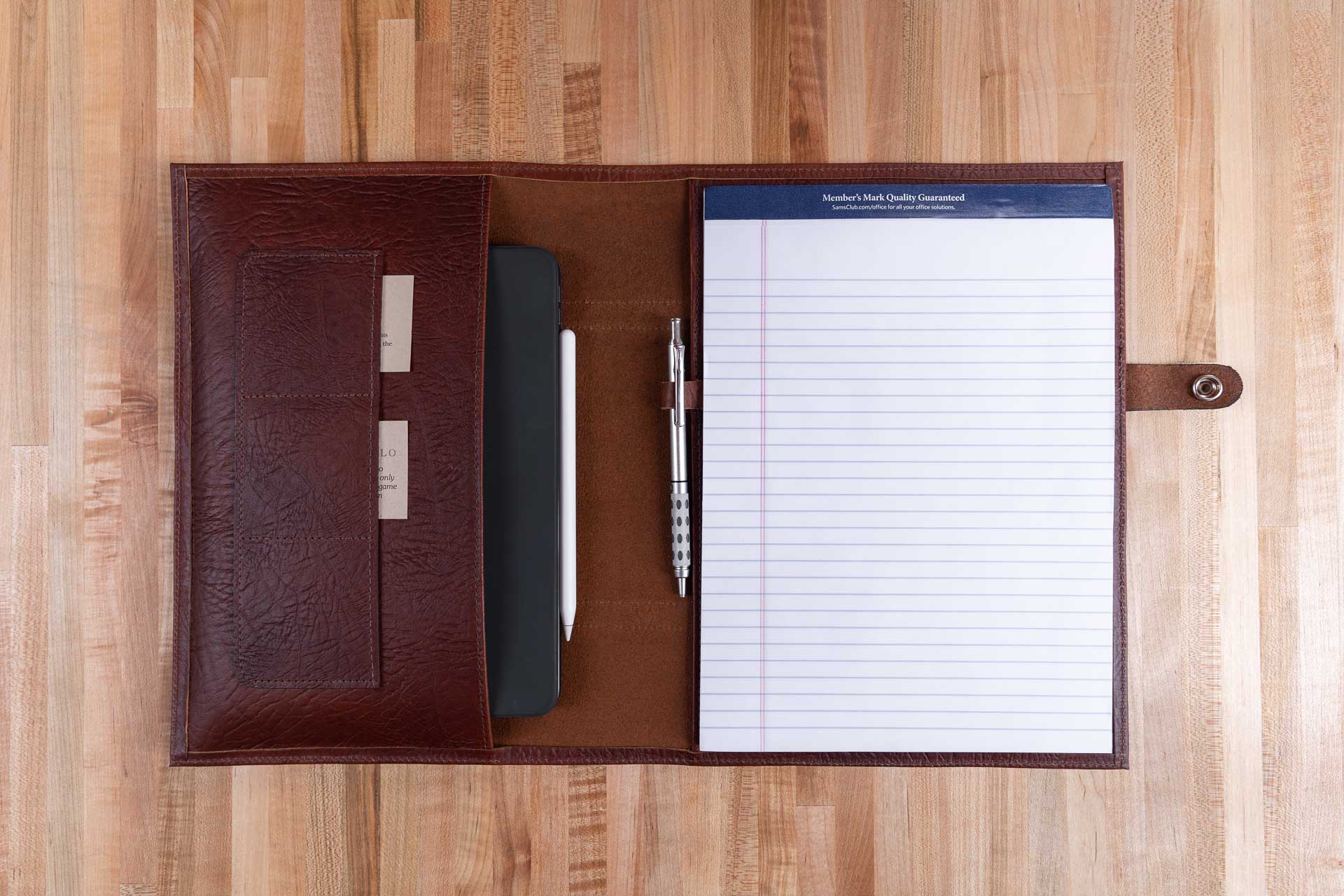 Personalized vintage leather notepad holder for TOPS legal pad