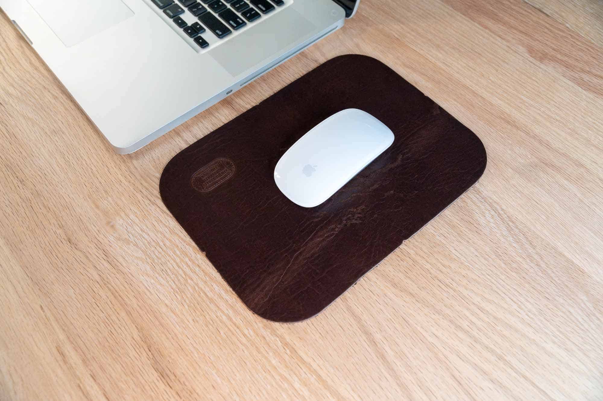 Brown Leather Mouse Pad Men Desk Mouse Pad Kit Cable 