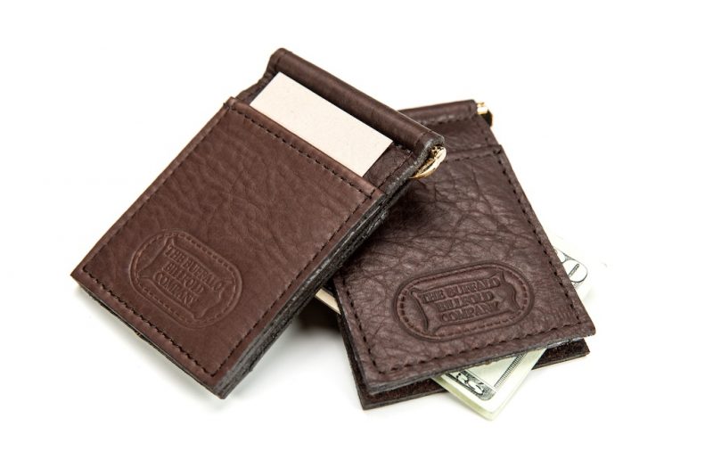 Genuine USA Hand Made Leather BiFold Flip Money Clip Wallet Bills Cards Holder 