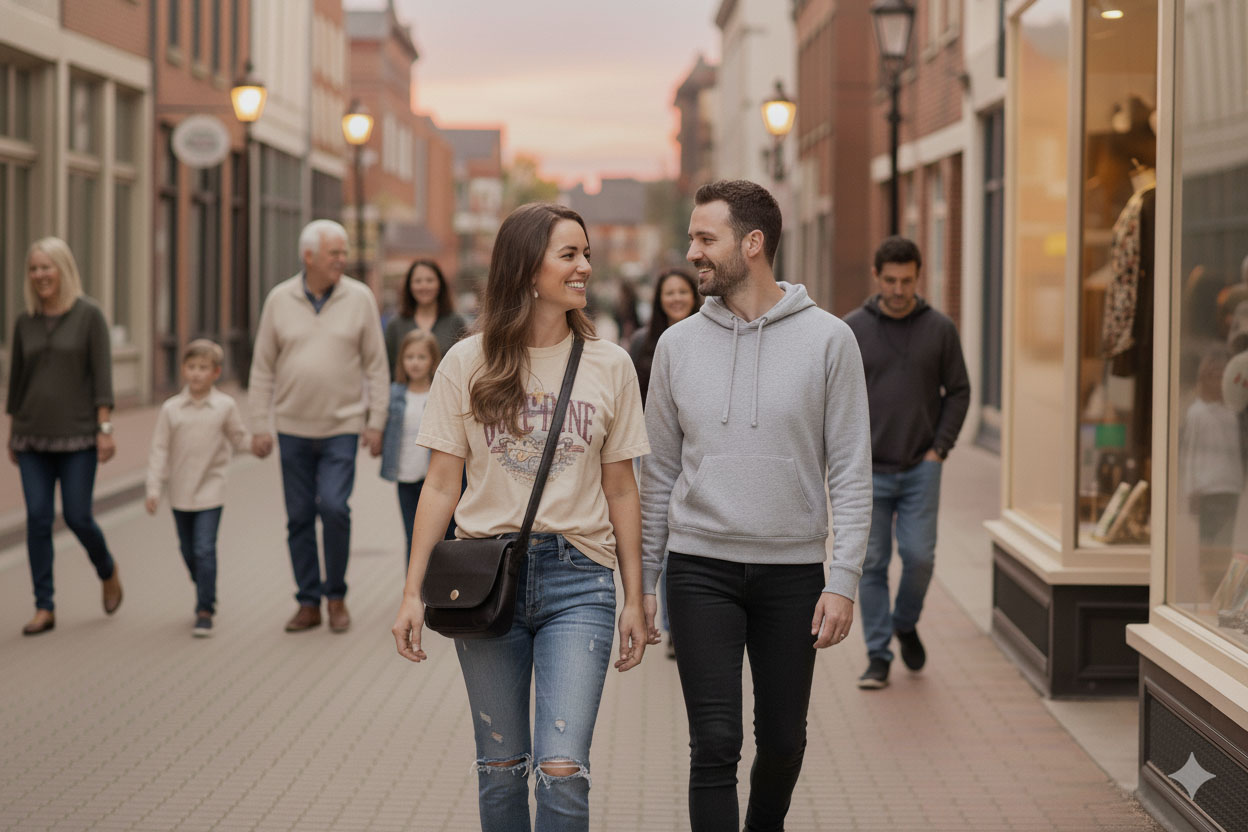 Woman Wearing The Black Bisonette Buffalo Leather Purse Walking Down The Street Woman Wearing The Black Bisonette Buffalo Leather Purse Walking Down The Street