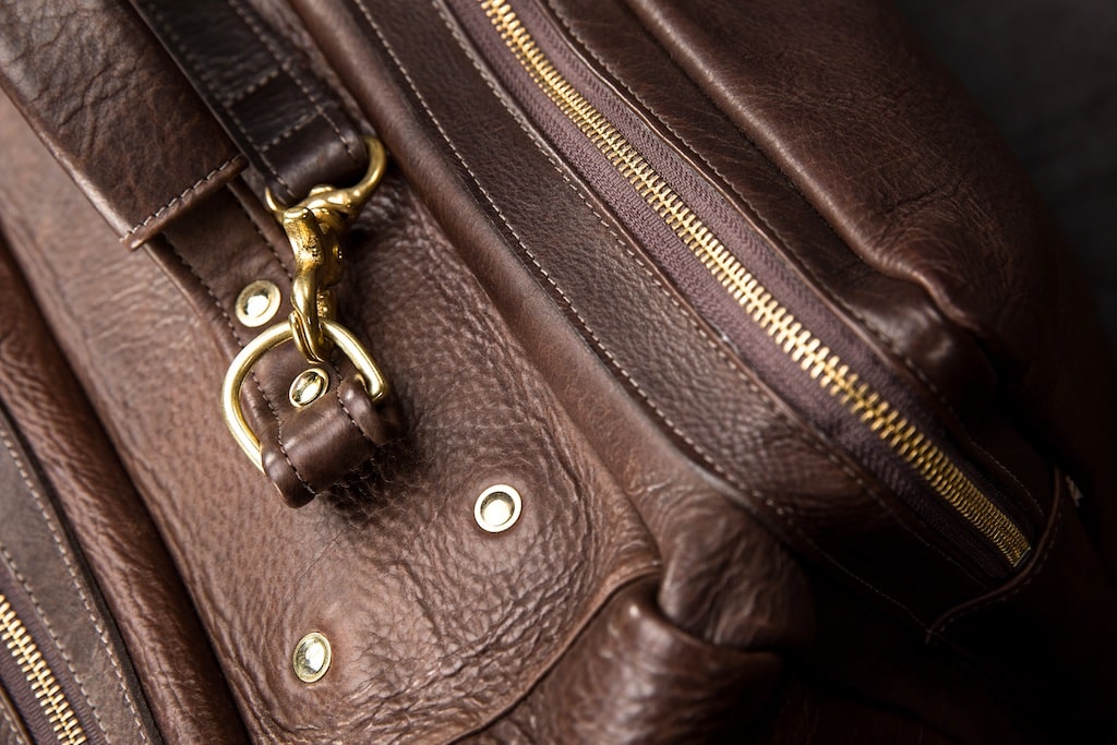 Vintage Art Supply Suitcase with Brass Hardware and Leather Exterior