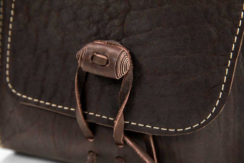 Thick leather fastener on Horse Saddlebags