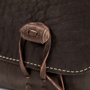 Thick leather fastener on Horse Saddlebags