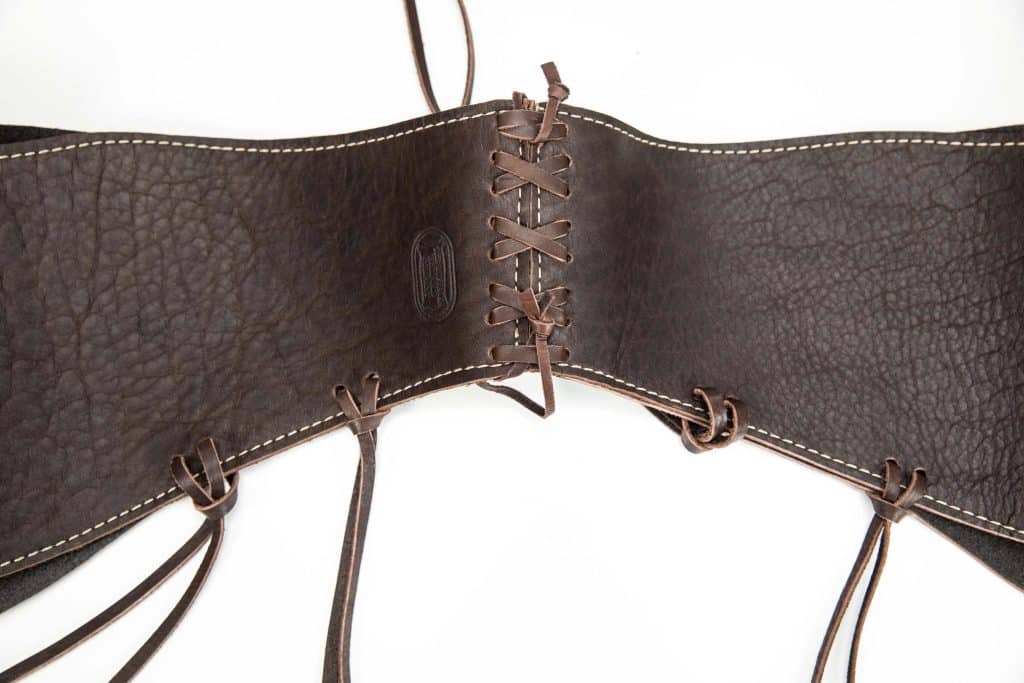 Thick leather lacing on Horse Saddlebags