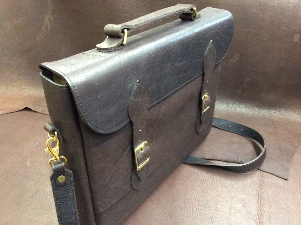 leather attache case with shoulder strap