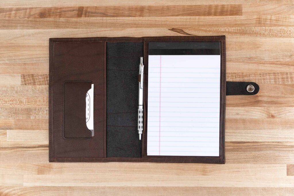 Jr Legal Pad Cover - Brown Leather - Made In Usa - 5X7 Pad Holder