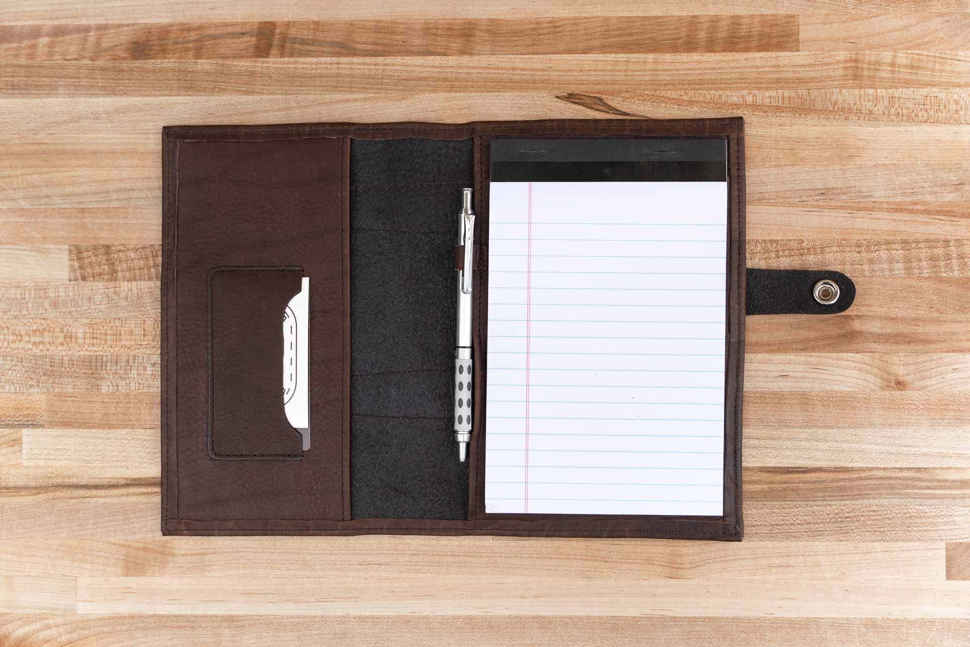 Jr Legal Pad Cover - Brown Leather - Made in USA - 5x7 Pad Holder