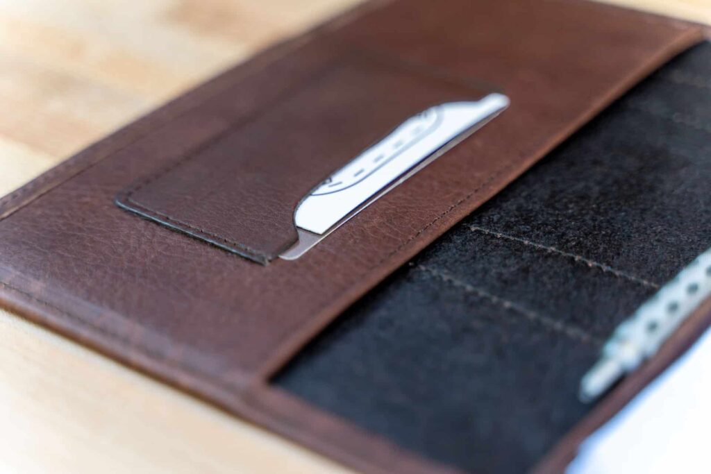 Jr Legal Pad Cover - Brown Leather - Made In Usa - Business Card Holder