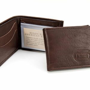 Mens Brown Leather Bifold Wallet - Made in USA