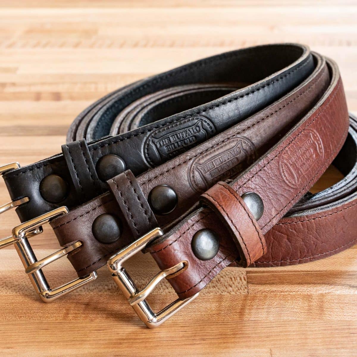 Men's US Steer Hide Leather 38MM Milled Belt With Nickel Buckle Made In The USA 