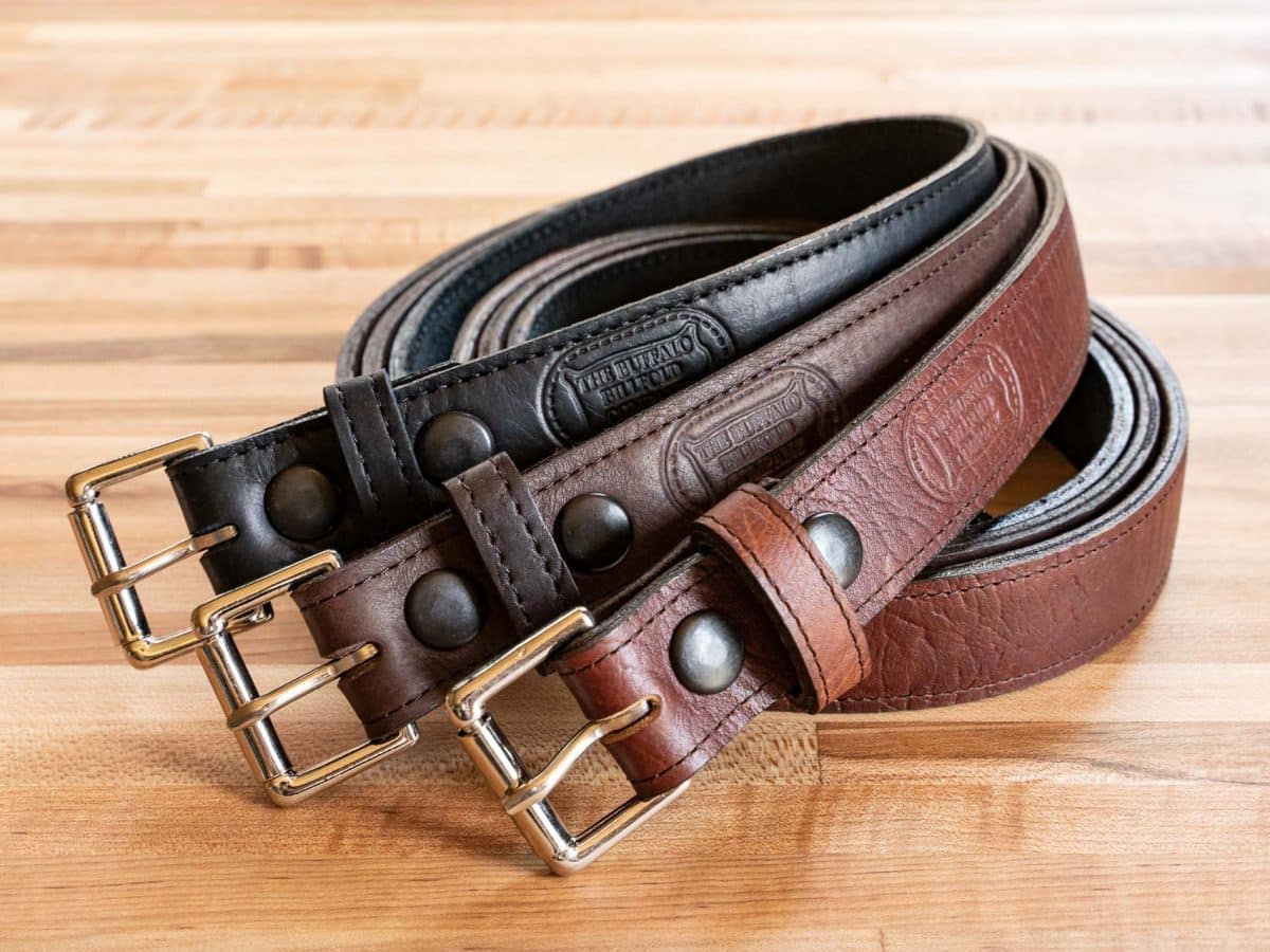 Leather belt with American Bison Buffalo Skull belt buckle Longhorn Cattle Buffalo Bison Skull American belt buckle on leather belt