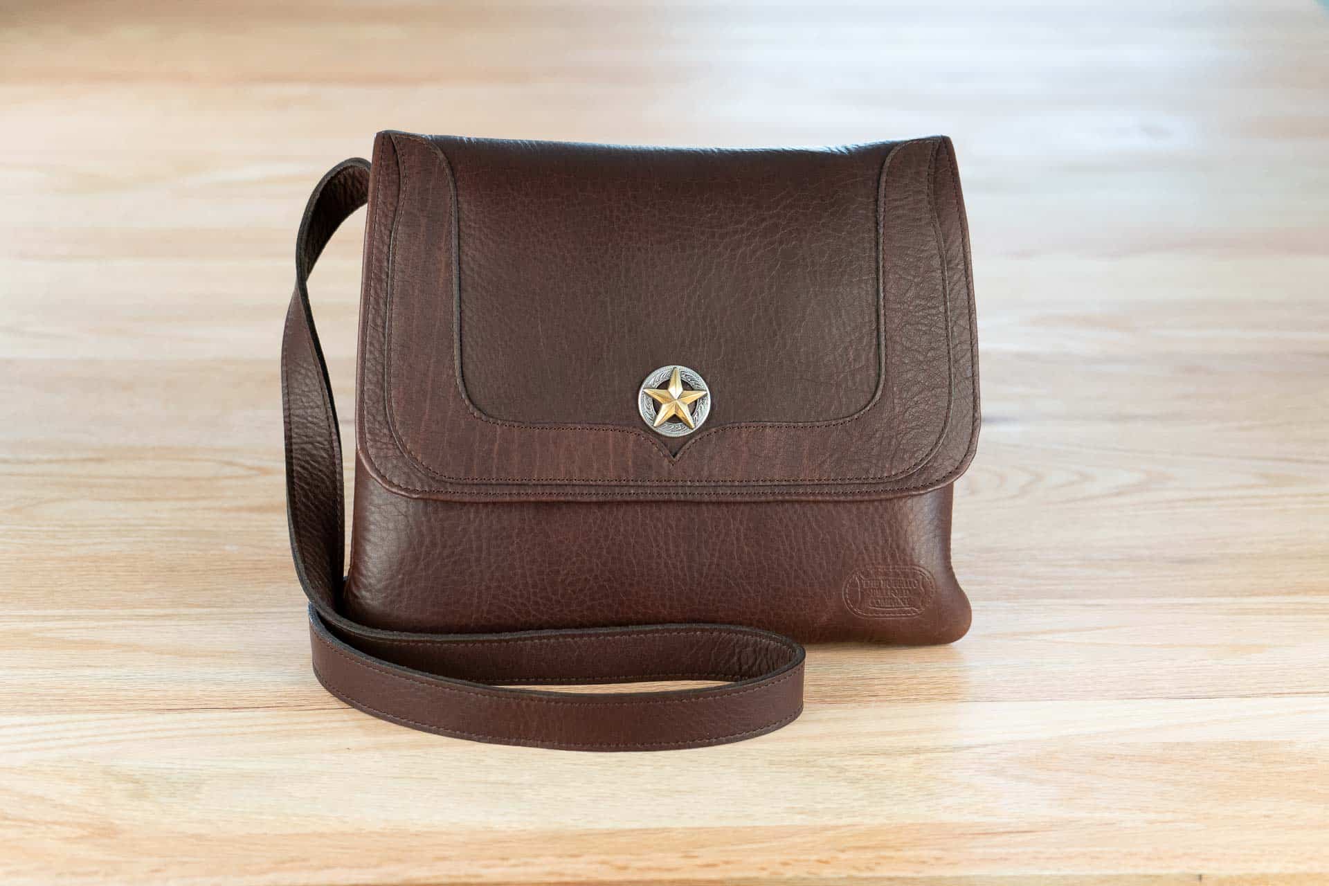 Texas Leather Purse with Star - Brown