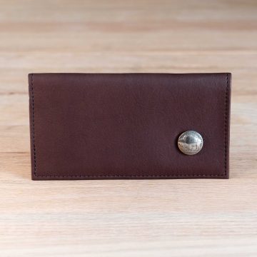 Brown Leather Checkbook Cover With Buffalo Nickel