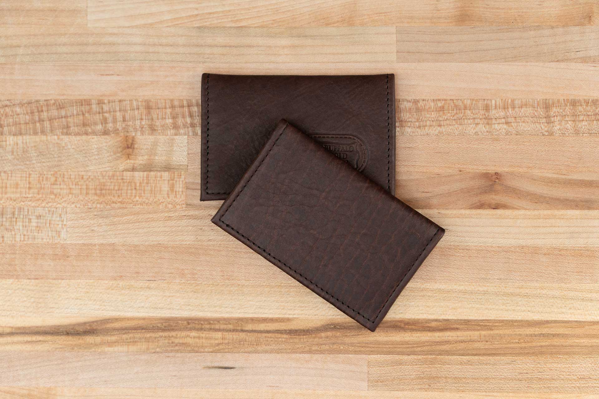 Leather Card Case - Brown Buffalo Leather - Made in USA - Back