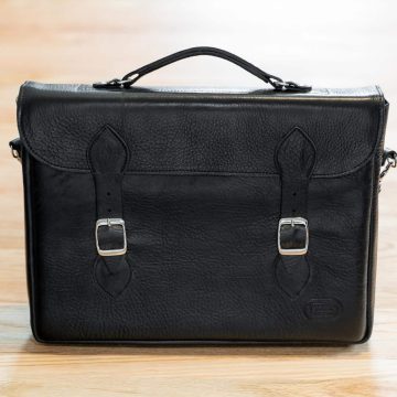Leather Attache Case - Black - Made In Usa