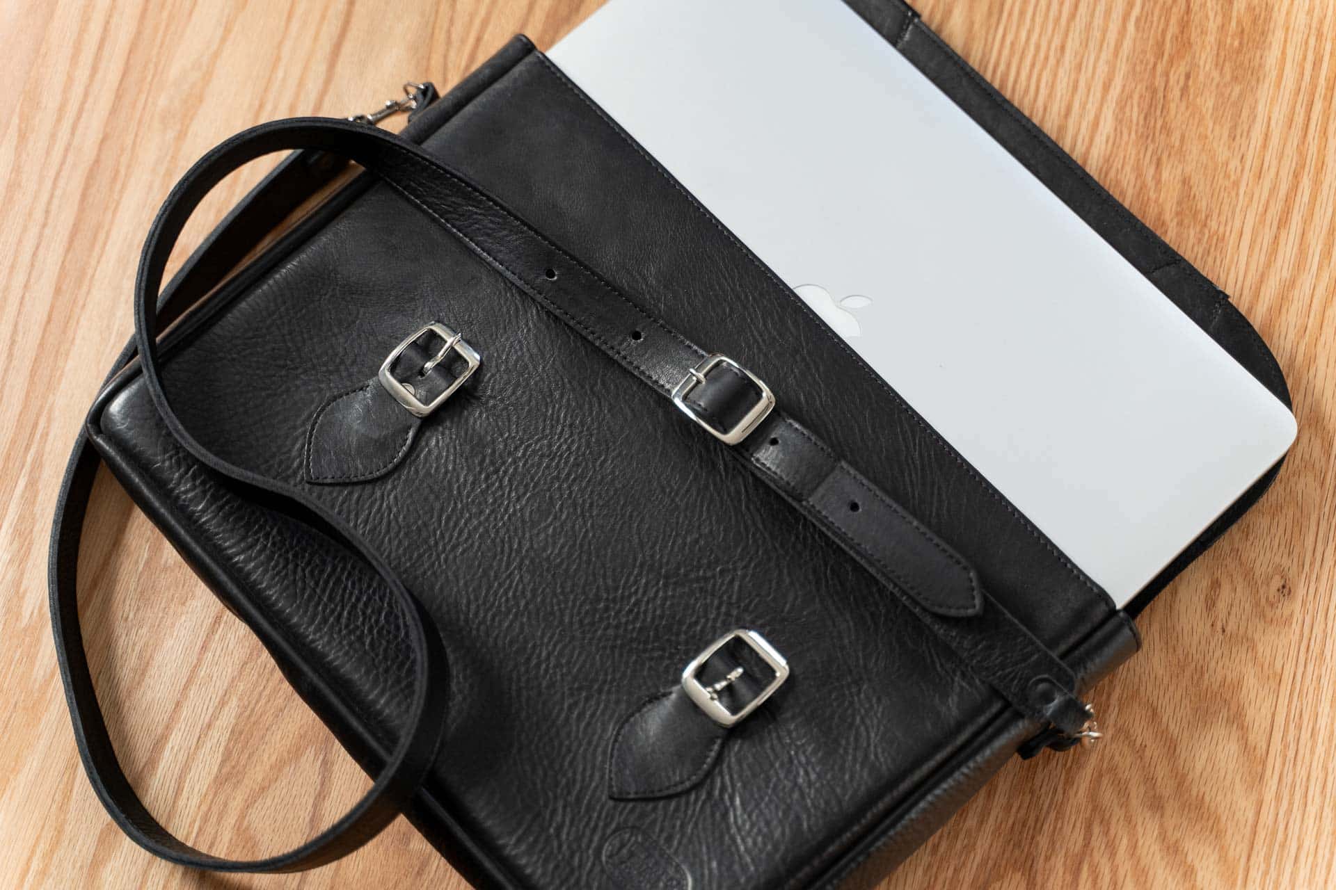 Leather Attache Case - Black - Fits 15 inch laptop