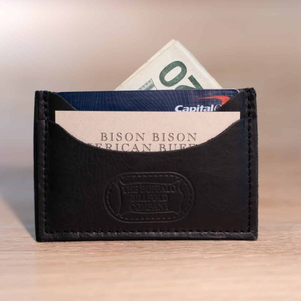 Black Leather Front Pocket Wallet - Made in USA