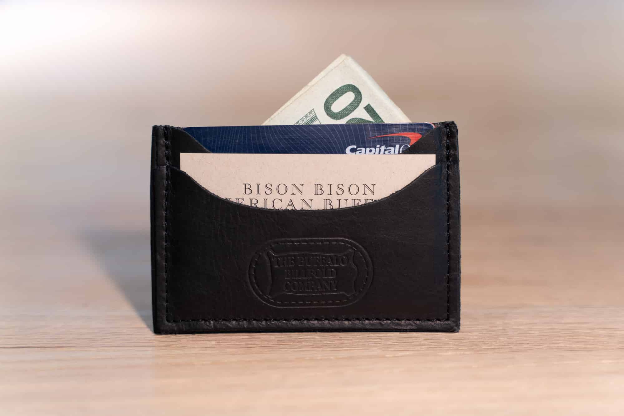 HOJ Co. Slim Card Wallet | Bifold Case | Full Grain Leather with Black
