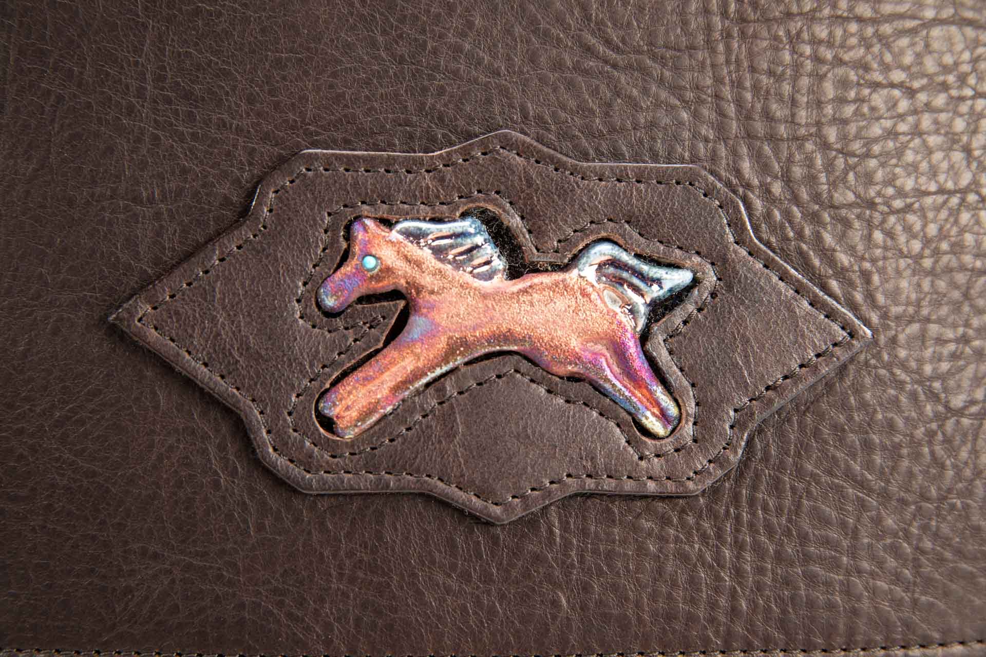 Leather Purse with Raku Pottery Horse Buffalo Billfold Company