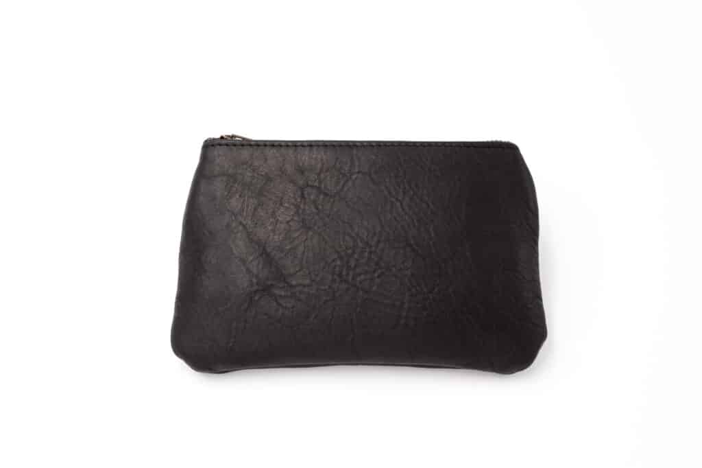 Black Clutch Purse made with Full Grain Leather from American Bison hides.