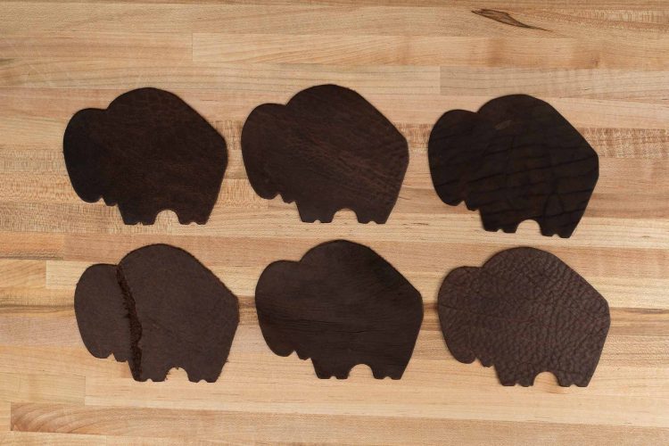 Handmade Buffalo Leather Coasters - Made in USA