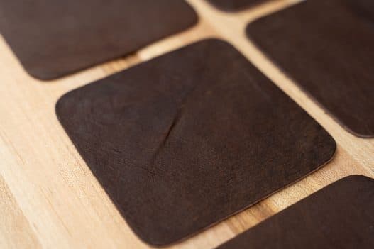 Square Buffalo Leather Coasters - Made in USA