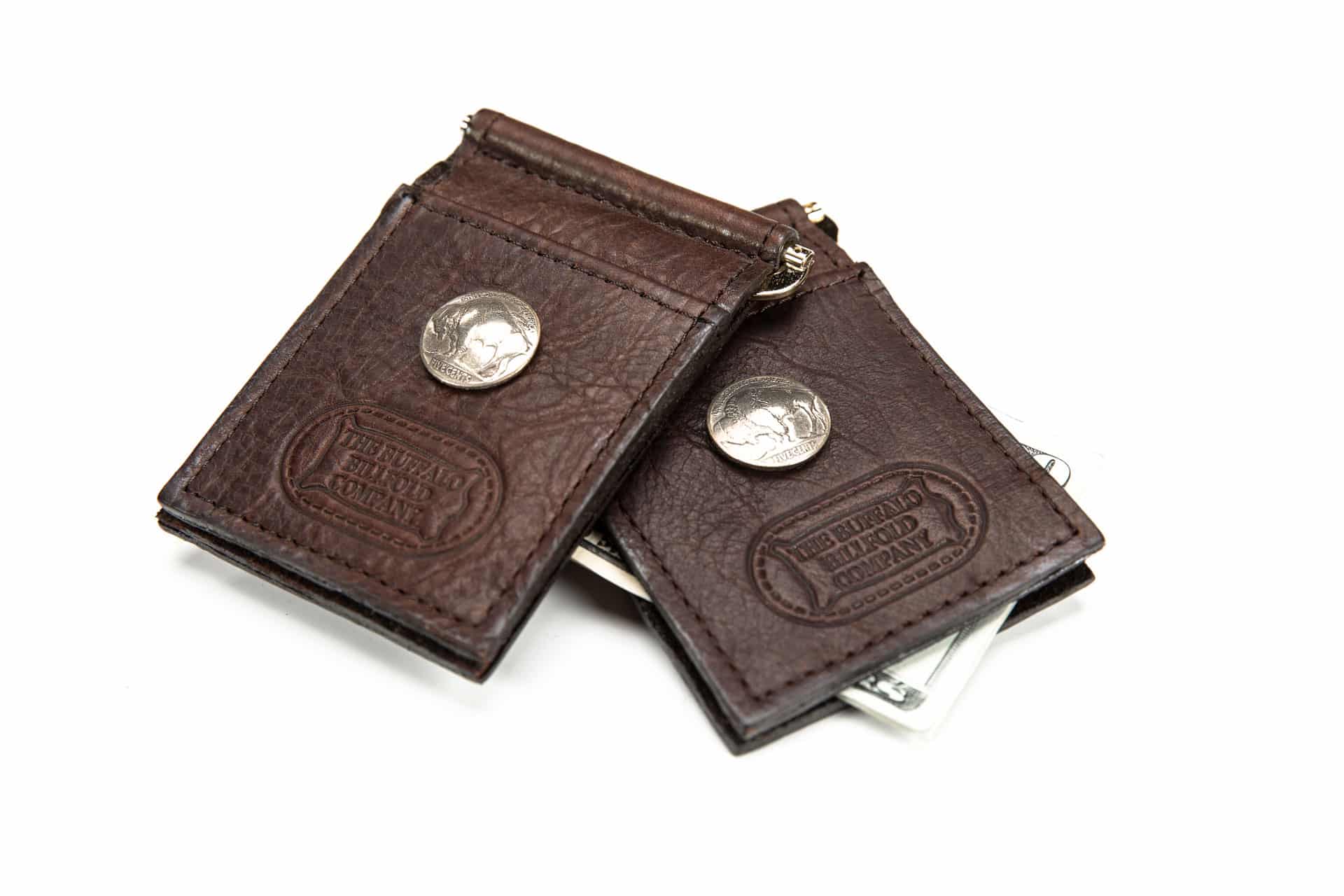 Buffalo Leather Money Clip Wallet - Buffalo Nickel - Made in America