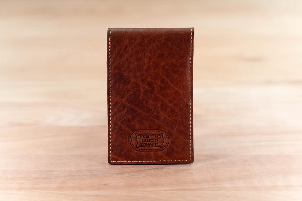 Leather Pocket Notepad Holder - Flip Style - American Chestnut