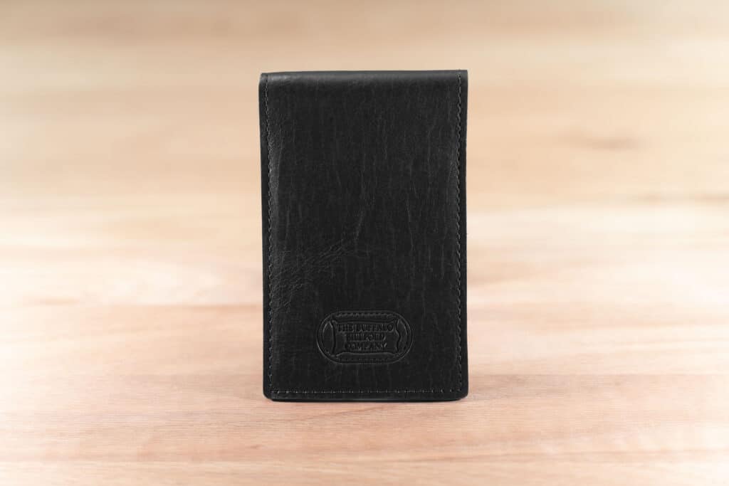 Black Leather Pocket Notepad Holder - Flip Style