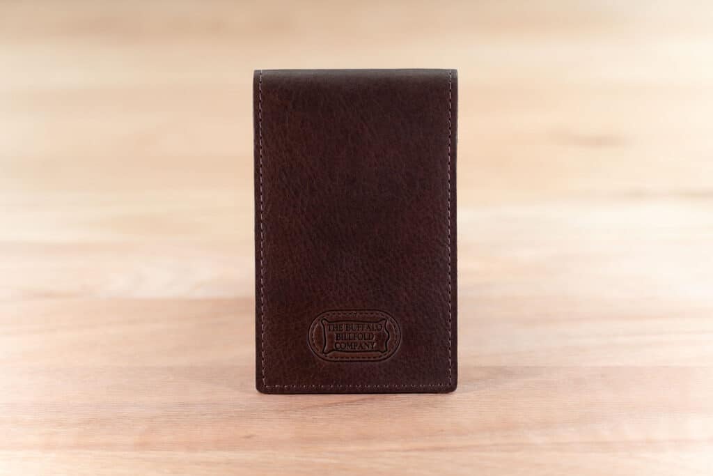 Brown Leather Pocket Notepad Holder - Flip Style