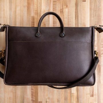 Vintage Leather Briefcase - Made In Usa - Back