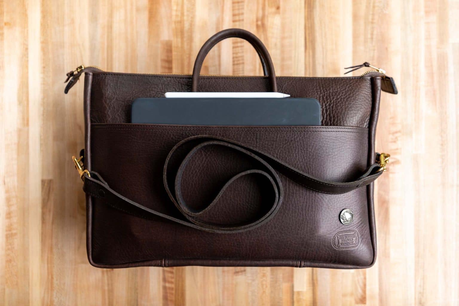 vintage buffalo leather briefcase