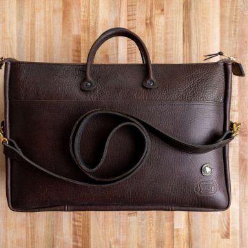 Vintage Leather Briefcase - Made In Usa - Front