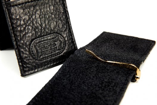 Black Buffalo Leather Money Clip - Made in the USA - Buffalo Billfold Company