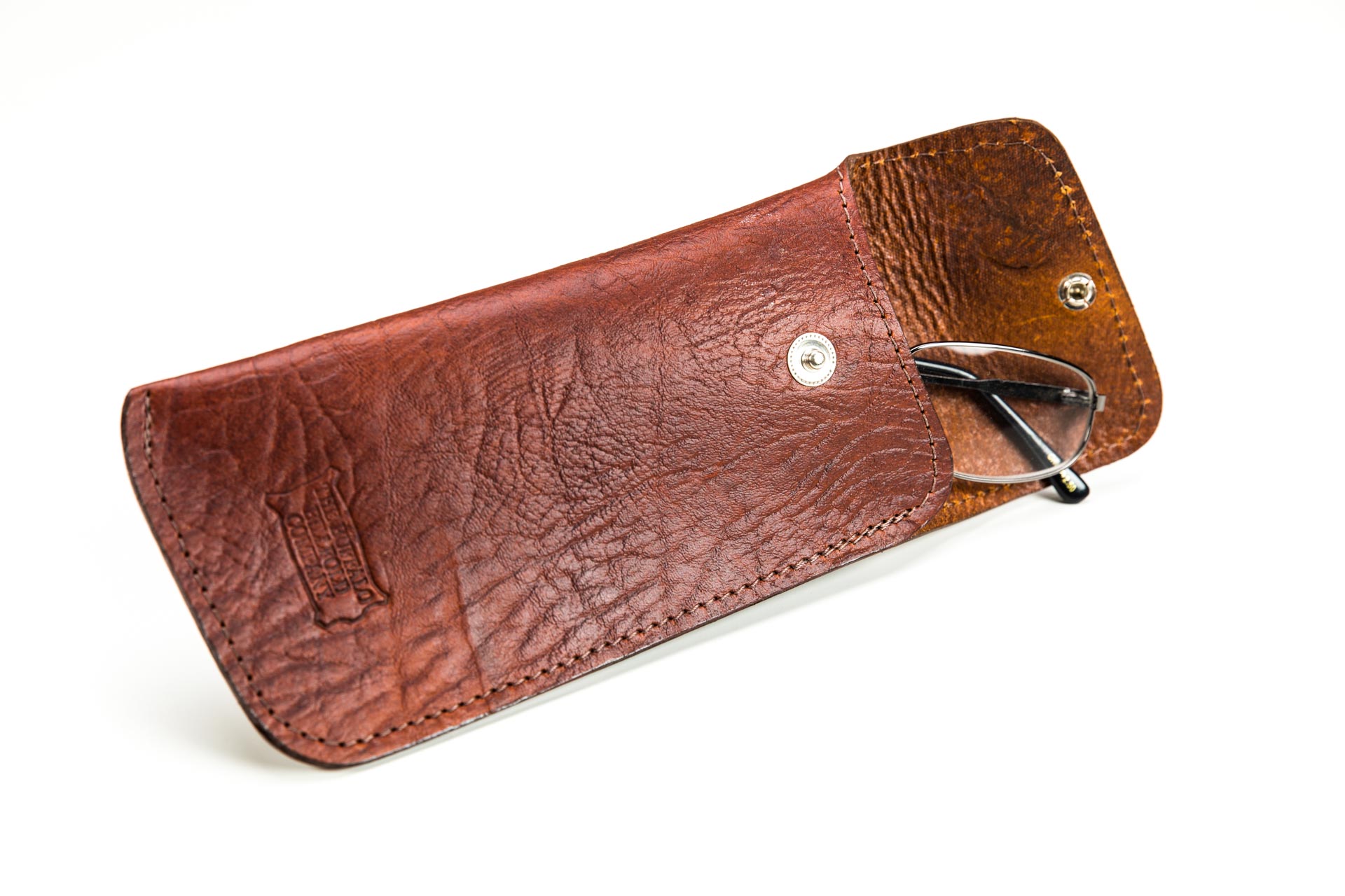 Russet Red Slim Leather Glasses Case - Made in USA