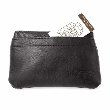 Black Leather Clutch Purse With Brass Zipper - Made In Usa