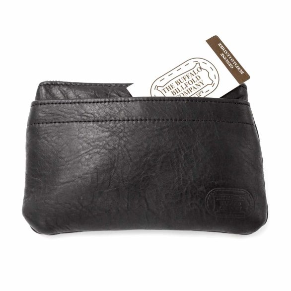 Black Leather Clutch Purse with Brass Zipper - Made in USA