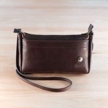 Kw Buffalo Leather Crossbody Purse - Brown - Made In Usa