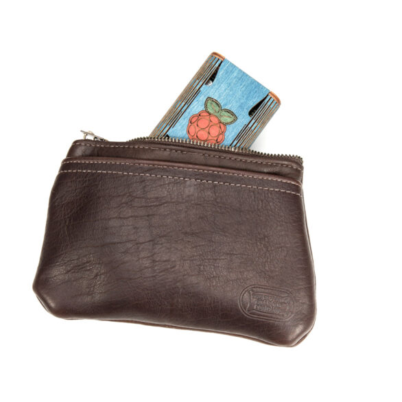 Leather Tech Pouch - Brown - Made in USA - American Bison Leather - Buffalo Billfold Company