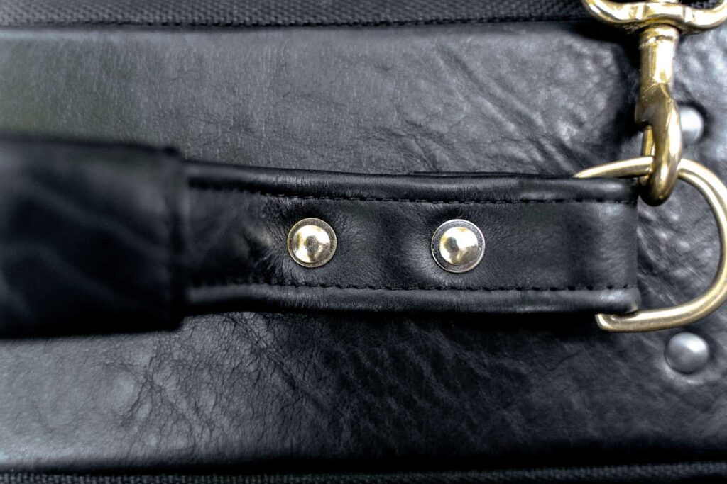 Black Buffalo Leather Flight Bag for Pilots & Crew - Brass Rivets