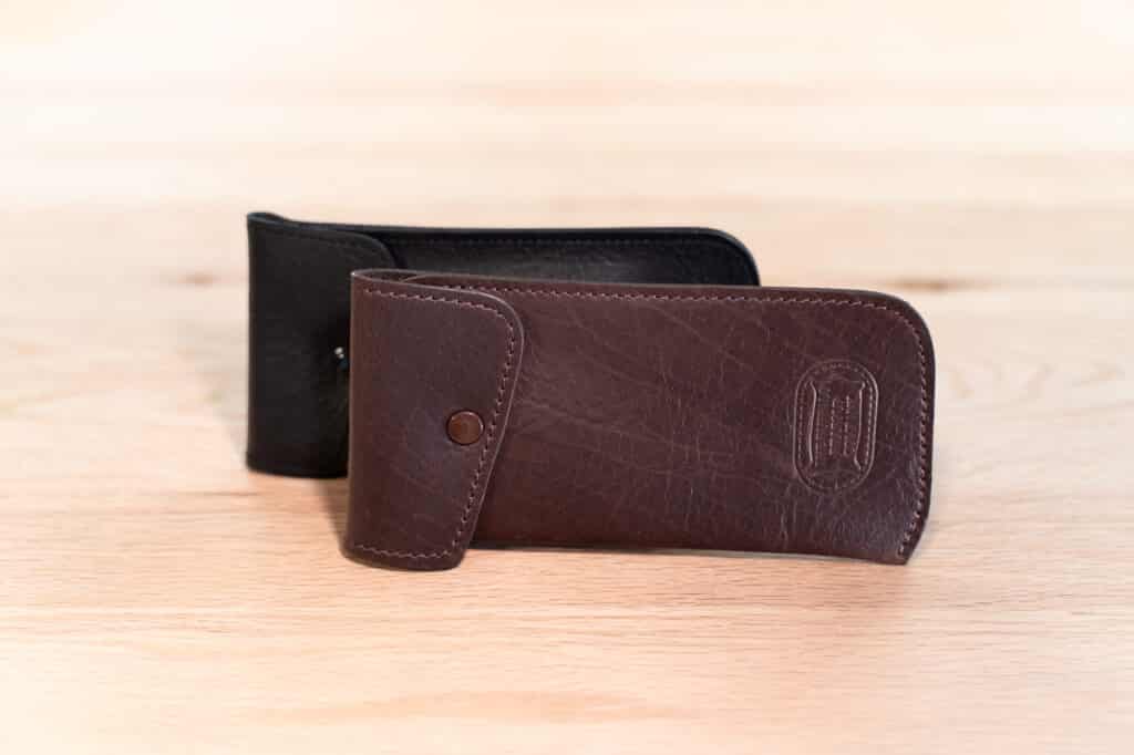 Bison Leather Glasses Case - Made in USA - Brown and Black