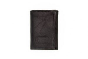 Black Leather Wallet Mens Trifold - Made Usa - Bison Leather