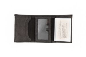 Mens Black Leather Wallet - Bison Leather - Made In Usa